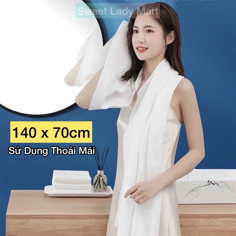 Khăn Tắm Nén Du Lịch Cotton Dày Dặn Chính Hãng 70x140cm
