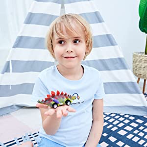 Set 6 Xe Hơi Khủng Long Đồ Chơi Dạng Kéo Lưng Cho Bé Trai 3 Tuổi