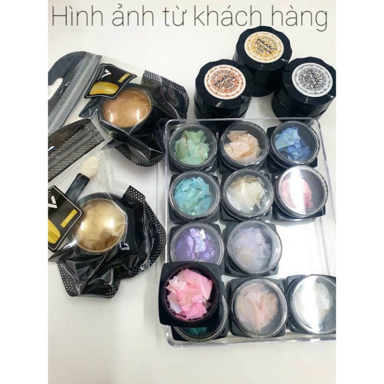 nam0 Set 12 hũ xà cừ vân đá ánh cầu vồng - xà cừ nail trang trí móng tay đắp gel ẩn theo phong cách Hàn Nhật nam0