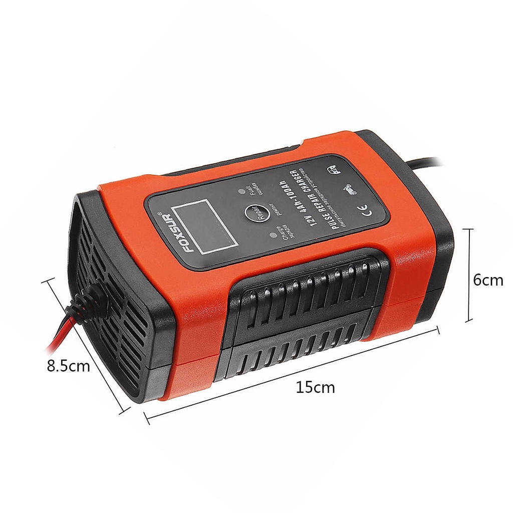Máy Sạc Ắc Quy FOXSUR 12V 5A Kèm Phục Hồi Bình, Bộ Sạc Bình Acquy Tự Ngắt Khi Đầy, Khử Sunfat
