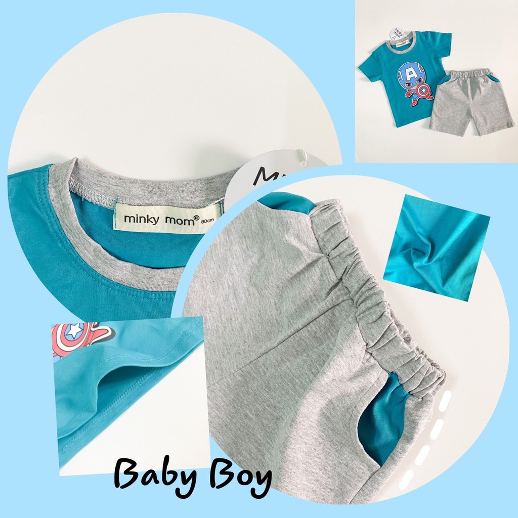 Set đồ bé trai MinKy Mom chất liệu cotton, họa tiết AVENGER siêu đáng yêu