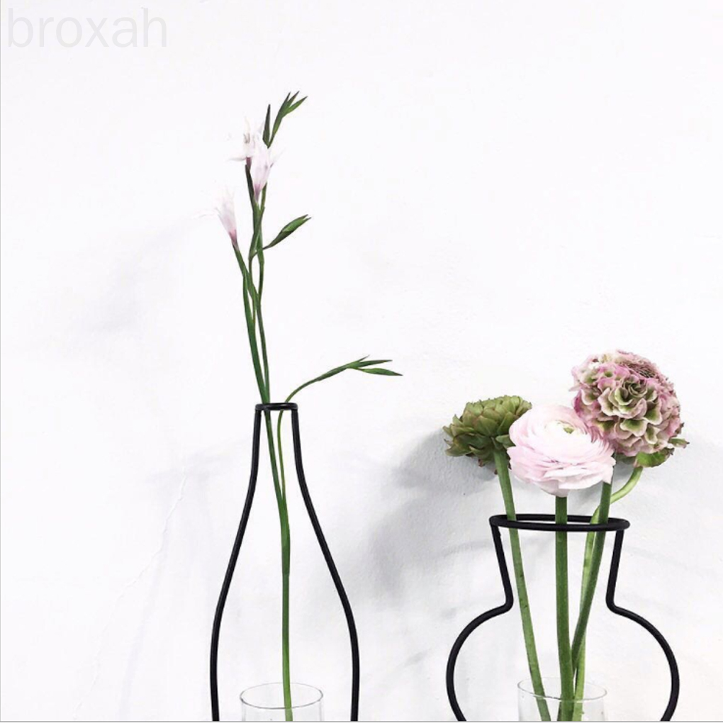 Abstract Black Lines Minimalist Iron Vase Dried Flower Tabletop Pots Shelf Home Office Decoration broxah