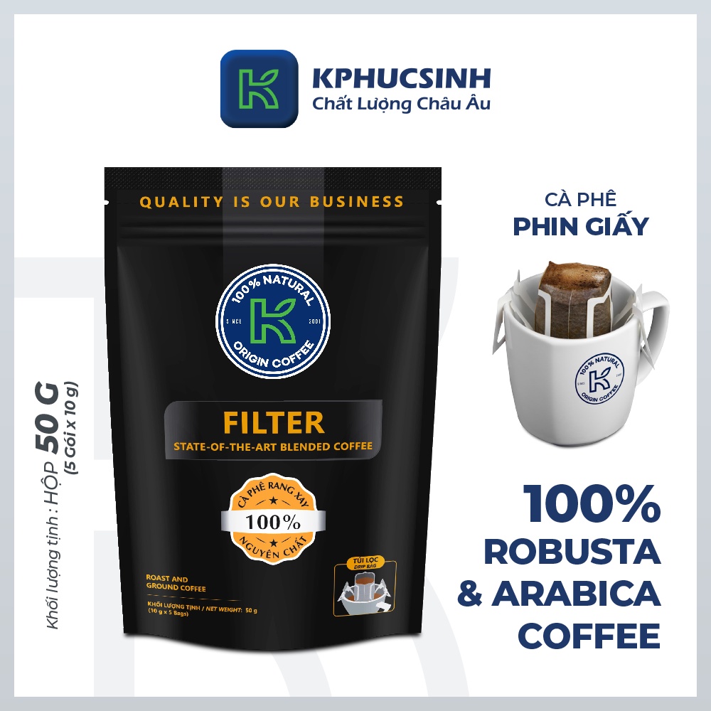 Combo 2 túi cà phê phin giấy Filter coffee 50g/túi KPHUCSINH - Hàng Chính Hãng