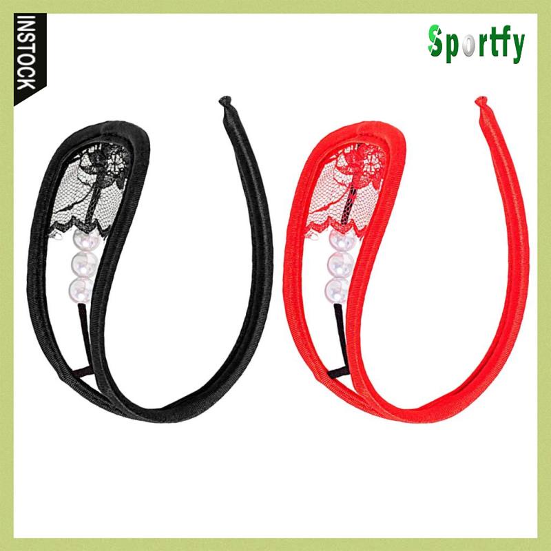 Prettyia 2 Quần Lót Dây Chữ C Sexy Màu Đỏ / Đen