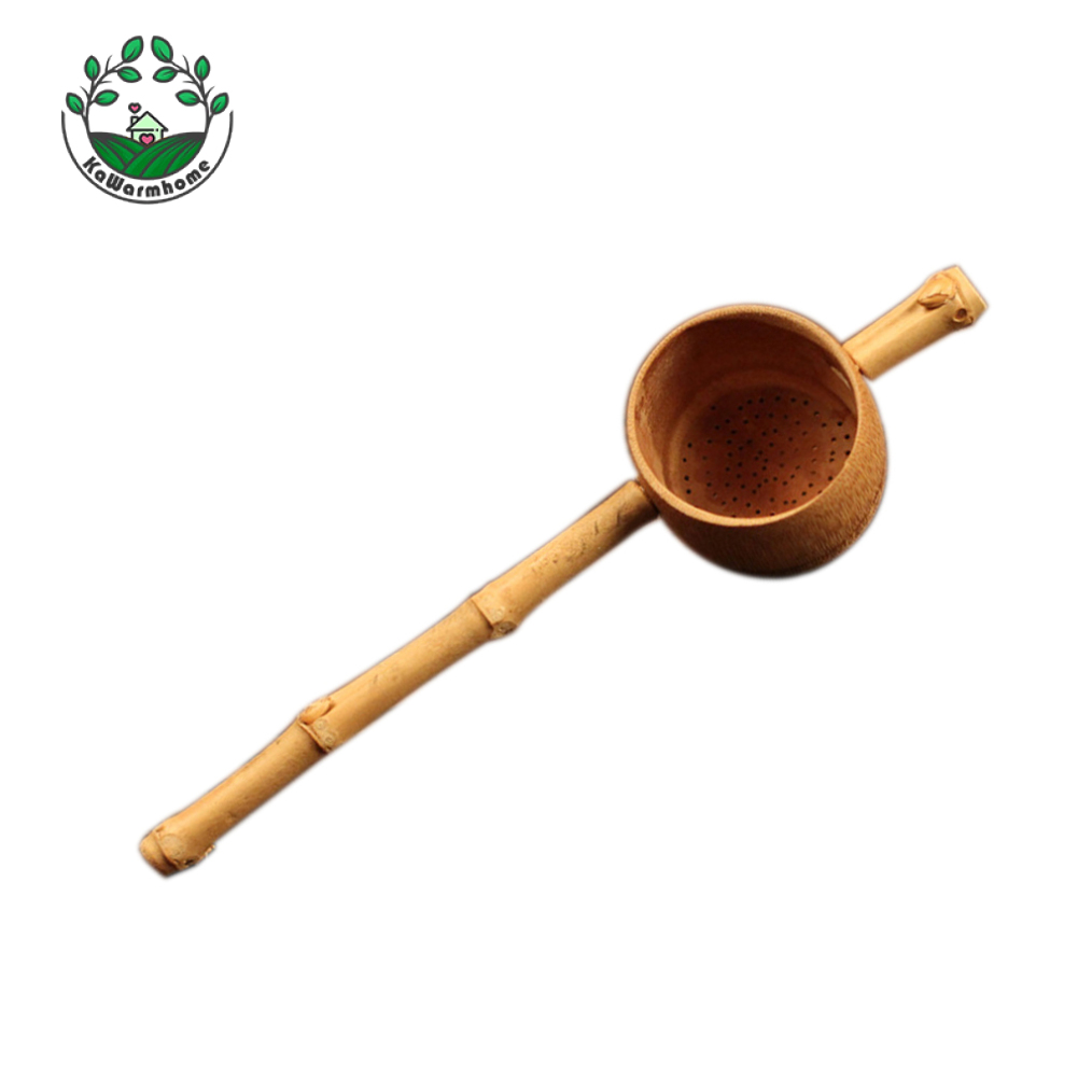 [whcart]Scoop Bamboo Loose Tea Leaf Strainer Herbal Spice Infuser Diffuser Cup Spoon 5 Size