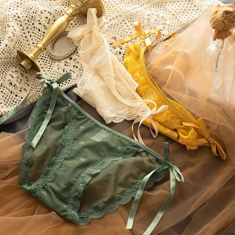 Quần Lót Ren Họa Tiết Tim Thắt Nơ Hông Sexy Điệu Đà mẫu 038