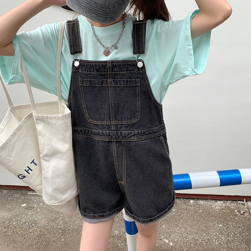 Bộ Áo Liền Quần Denim Ống Rộng Phong Cách Retro Mới 49574