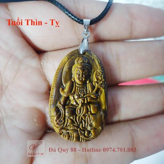 Mặt phật bản mệnh hộ mệnh tuổi Thìn Tỵ đá mắt hổ vàng tự nhiên