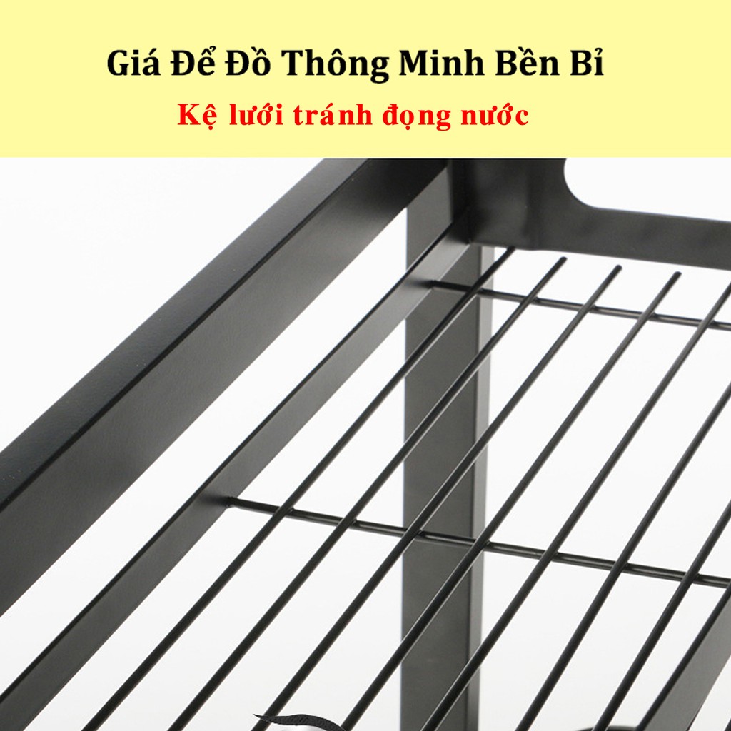 Kệ Để Gia Vị Đa Năng Chữ L 2 Tầng 3 Tầng - Kèm Giỏ Đũa  Giá Để Giao Thớt - Sơn Tĩnh Điện Cao Cấp - Chính hãng miDoctor