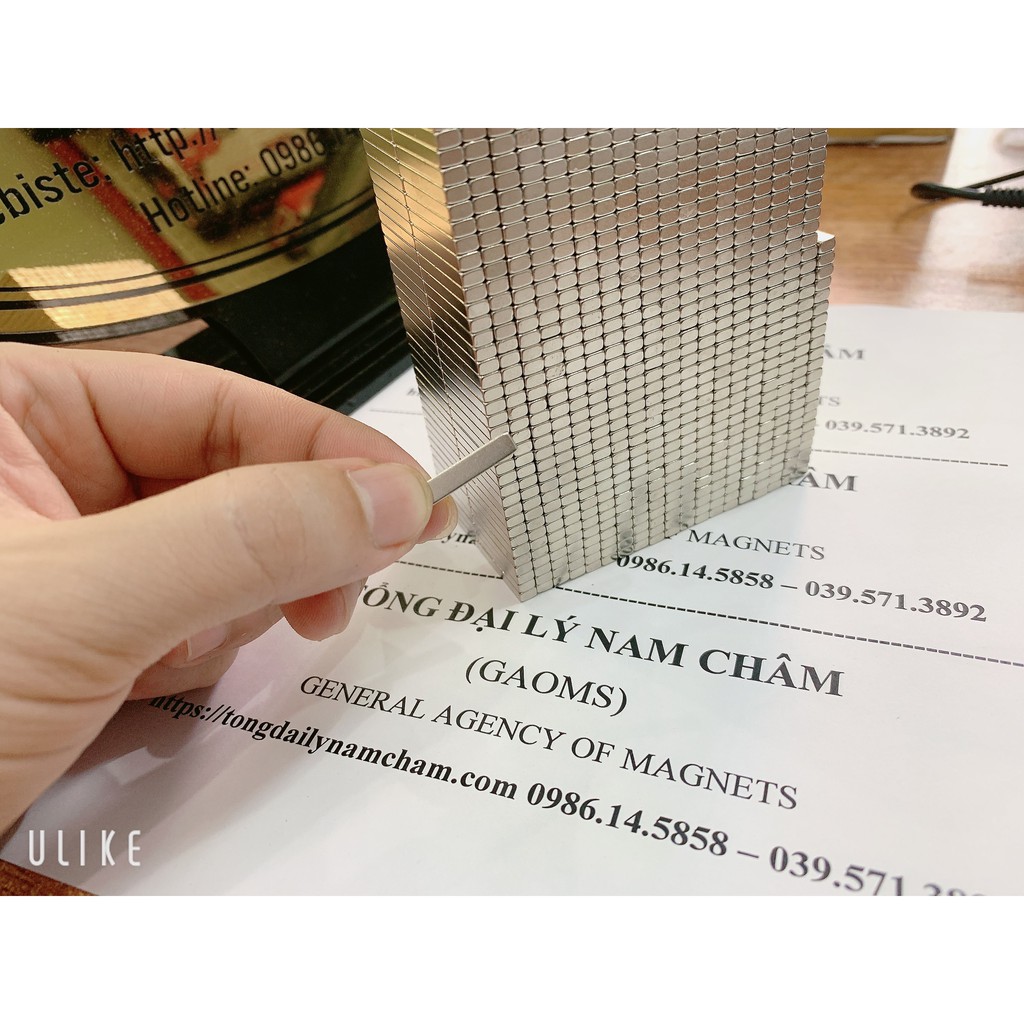 Combo 10 viên nam châm 20x3,8x2,5mm. Nam châm đất hiếm thanh mỏng bé lực hút mạnh