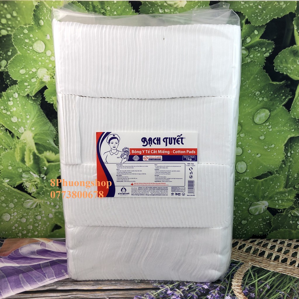 Bông Bạch Tuyết Cắt Miếng Sẵn 1kg Vệ Sinh cho bé 7x7, 10 x 10