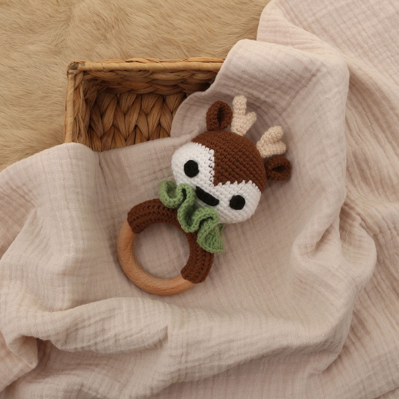 Đồ Chơi Lục Lạc Đan Móc Hình Động Vật Dễ Thương Cho Bé Gặm Răng
