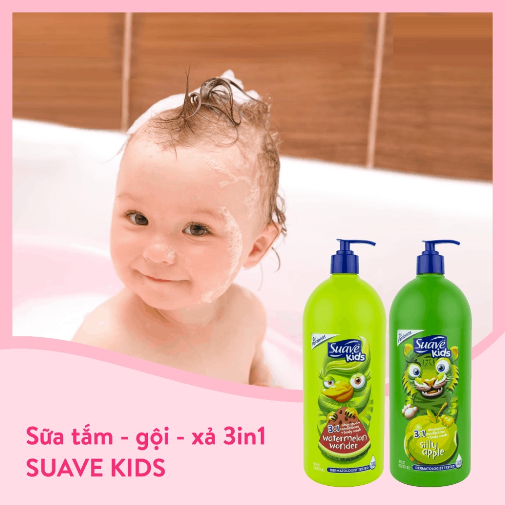 Sữa tắm Suave Kids Wonder 3 in 1 hương trái cây 1,18L sữa tắm gội, xả cho bé