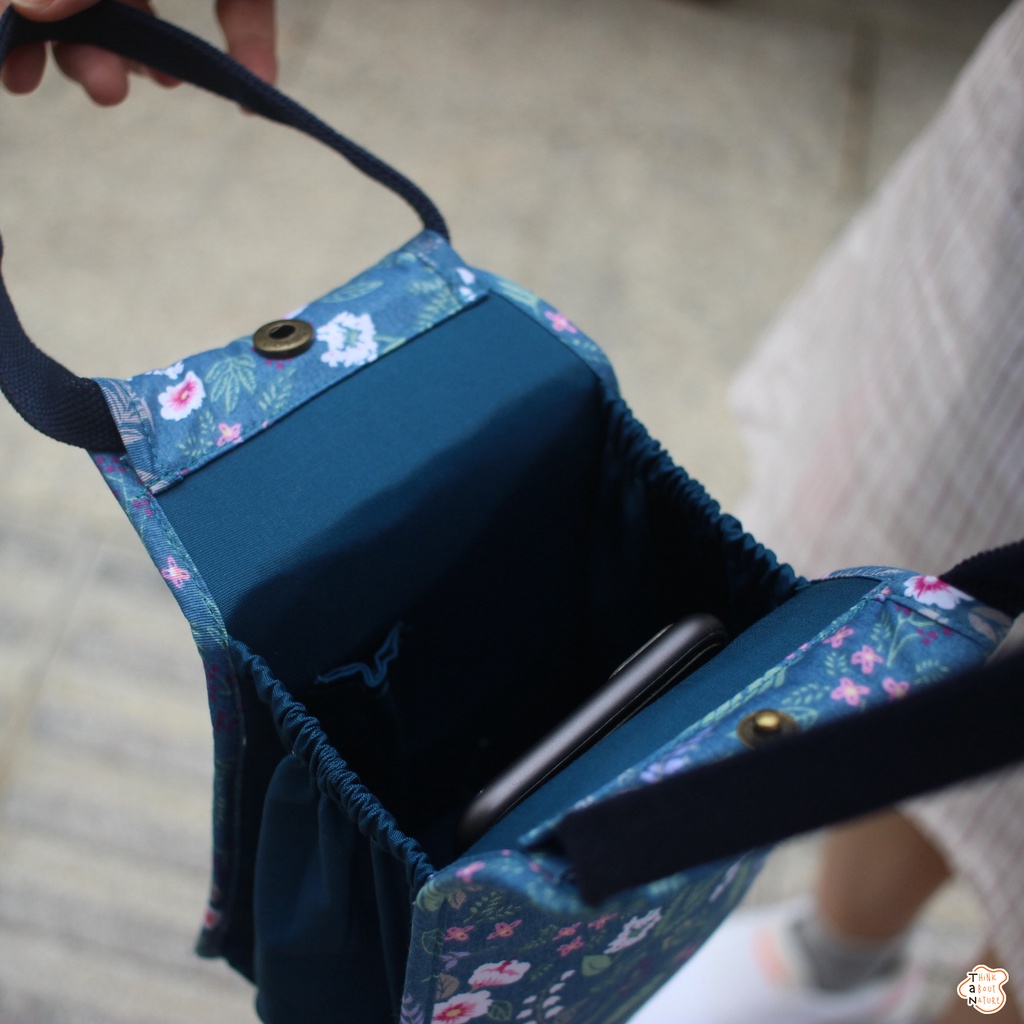Túi vải đựng bình nước họa tiết hoa lá xanh dương TaNcupholder