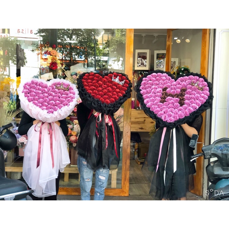 [Quà Valentine - Hot] Bó hoa hồng Nhũ vĩnh cửu 50 bông cực đẹp, siêu to nhận đặt mầu theo yêu cầu