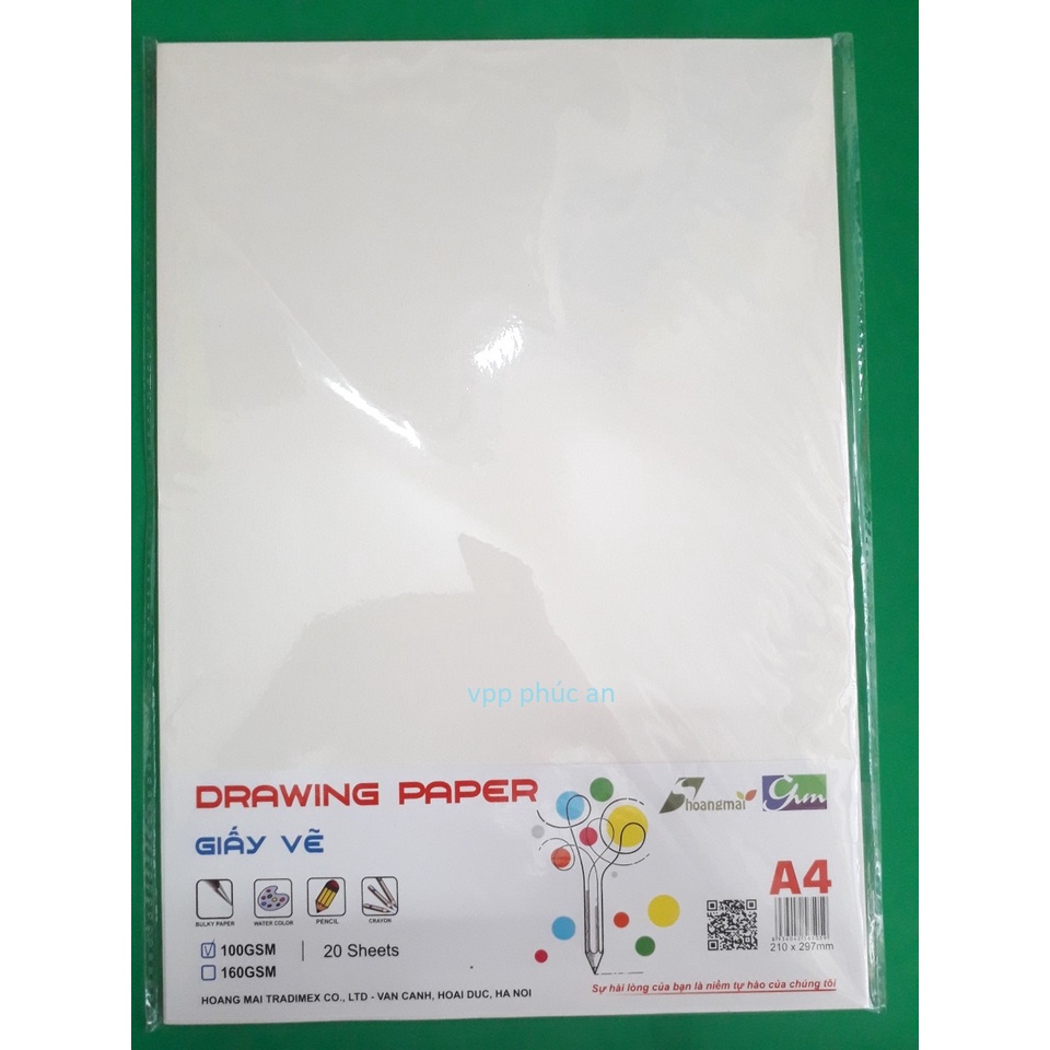 Set 20 tờ giấy vẽ A4 100gsm hoặc 160gsm