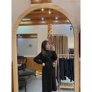 Váy len tay phồng