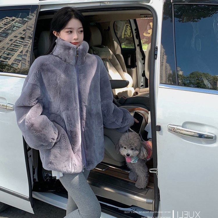 Áo khoác len cotton cổ đứng dáng dài phong cách Hàn Quốc thời trang cho nữ