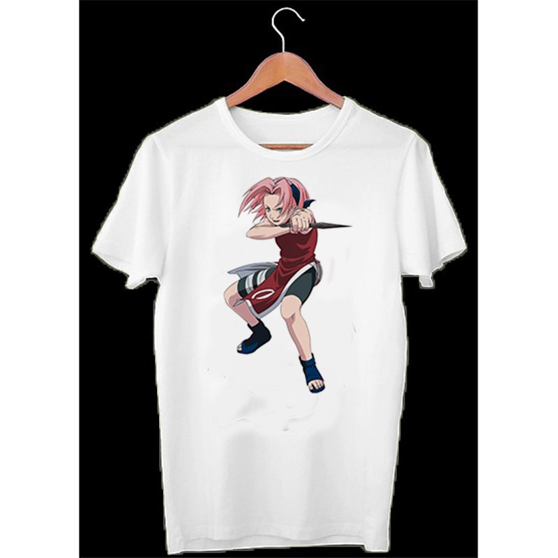 Áo thun Cotton Unisex - Nhân vật Haruno Sakura - Naruto - Chibi - Haruno Sakura cố gắng