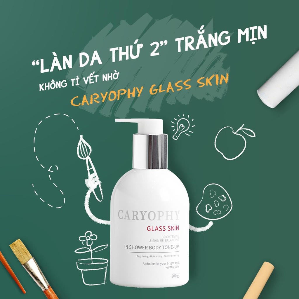 Kem Dưỡng Trắng Da Toàn Thân 3 in 1 Glass skin in Shower Body Tone up Caryophy - Làm Mờ Thâm Nám do mụn