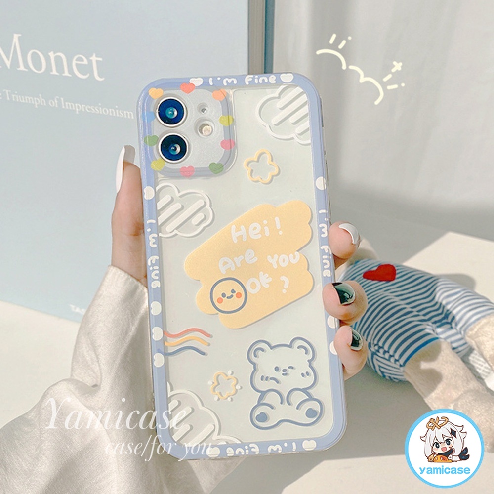 Ốp điện thoại tpu mềm trong suốt in hình gấu dễ thương cho IPhone 12 11 Pro X Xs Max XR 8 7 Plus