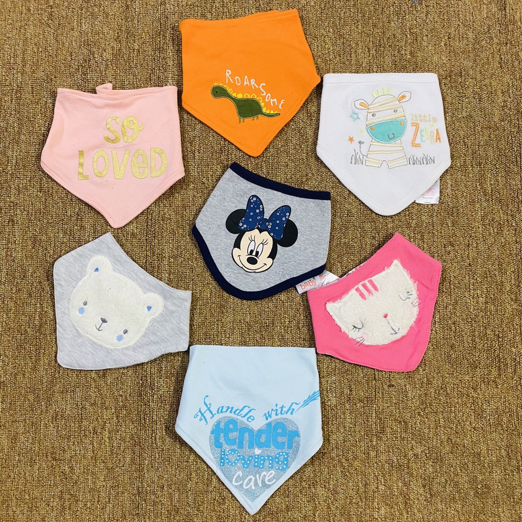 Set 5 yếm cotton tam giác cho bé trai và bé gái