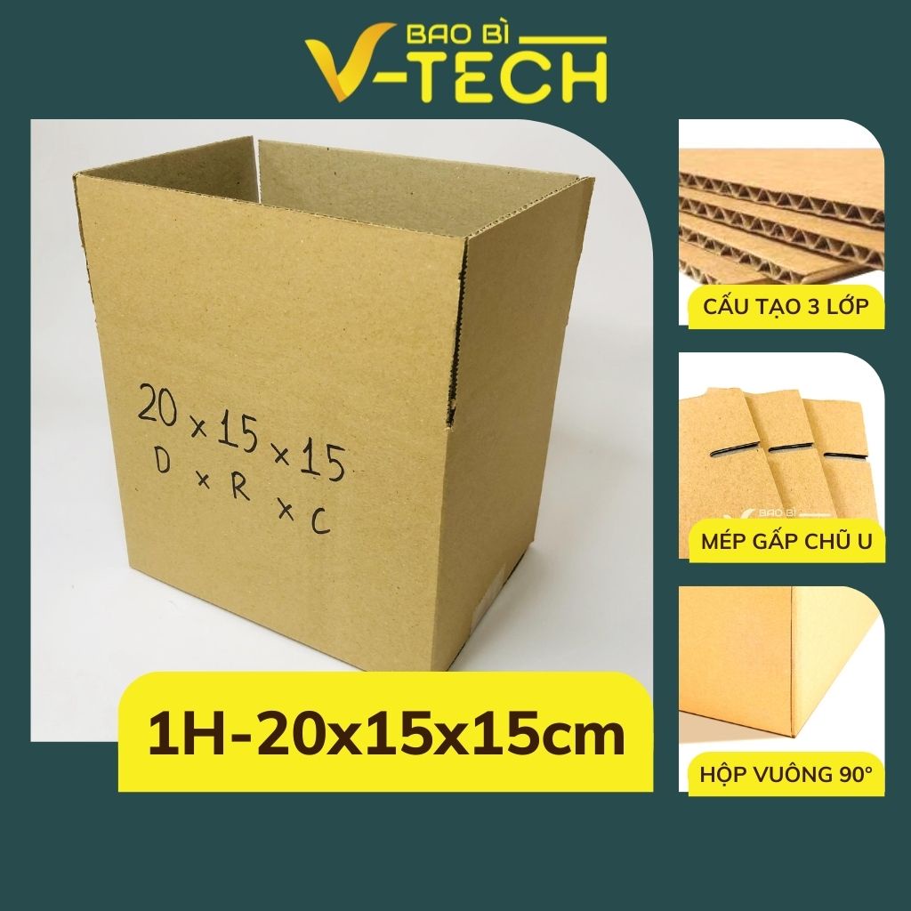 Hộp carton gói hàng giá rẻ nhỏ quần áo to ND 20x15x15cm