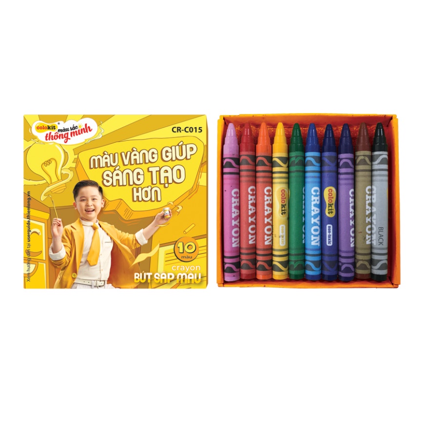 Bút Sáp Màu Crayon Colorkit Thiên Long - Hộp 10 màu