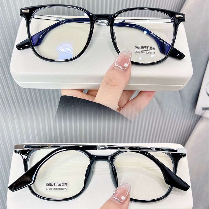 Mắt Kính Gọng Vuông Chống Ánh Sáng Xanh Trong Suốt Thời Trang Hàn Quốc