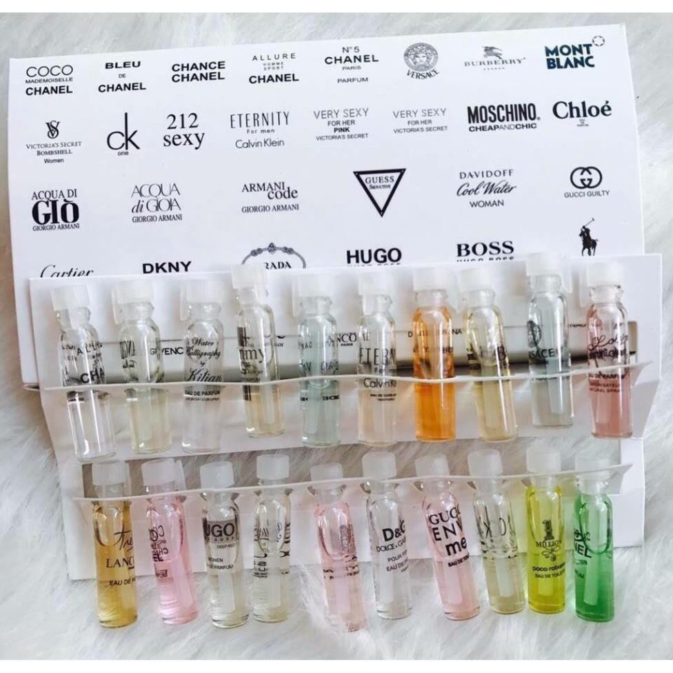 Sét 20 Chai Nước Hoa Mẫu Thử - nước hoa mini nhiều hương thơm cao cấp | Thế Giới Skin Care