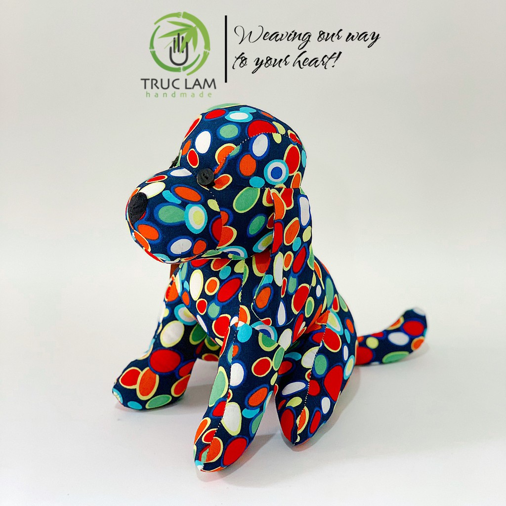 Đồ Chơi Cho Bé Thú Nhồi Bông Hình Con Chó Ngồi Vải Hoa Bông Gòn Cao Cấp – Trúc Lâm Handmade