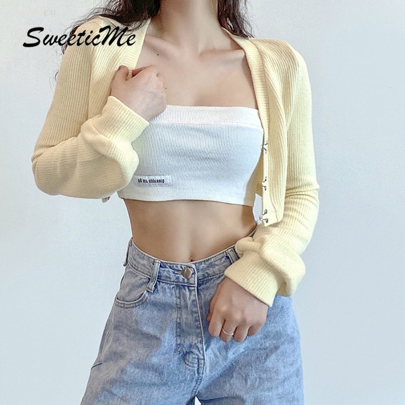 Áo Cardigan Dệt Kim Tay Dài Dáng Ôm Màu Trơn Thời Trang   Quyến Rũ Cho Nữ