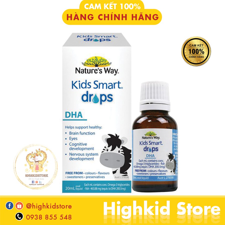DHA dạng giọt Nature’s Way Kid Smart DHA Drops 20ml Úc Drop