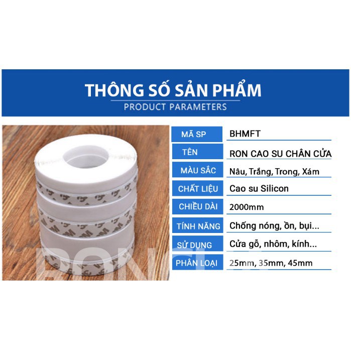 2 Mét Ron Chân Cửa Cao Su LOẠI CẢI TIẾN Dán Chống Bụi Côn Trùng 25 35 45 60 110mm