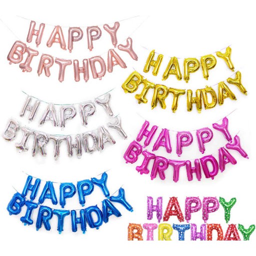 Đổ Sỉ Bóng bay chữ Happy Birthday 15 màu ( từ 100 bộ cắt giá tốt) sỉ 14k