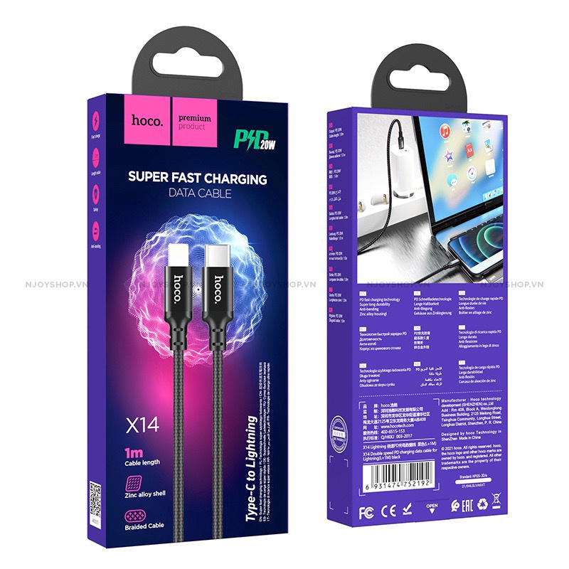 Dây sạc nhanh 20W IP ⚡CHUẨN CHÍNH HÃNG ⚡Cáp sạc nhanh X14 type C cho  ip13 12pro 11promax xr xsmax bọc dù siêu bền