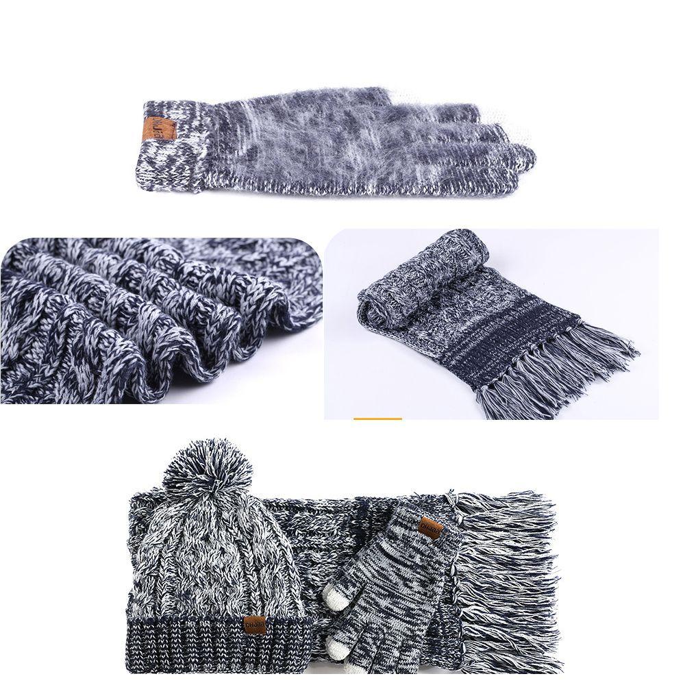 Set Mũ beanie Kèm Găng Tay Và Găng Tay Cảm Ứng Dùng Cho Mùa Đông