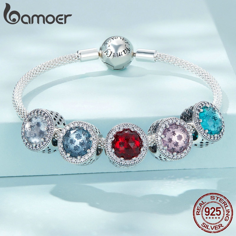 Mặt vòng tay BAMOER bằng bạc 925 đính đá nhân tạo kiểu dáng sang trọng