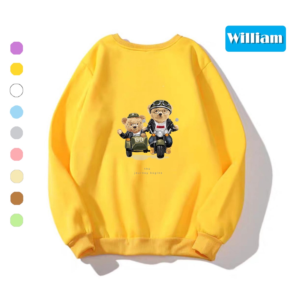 Áo sweater nam nữ in hình Gấu dễ thương chất nỉ dày dặn, hợp làm áo cặp William - DS182