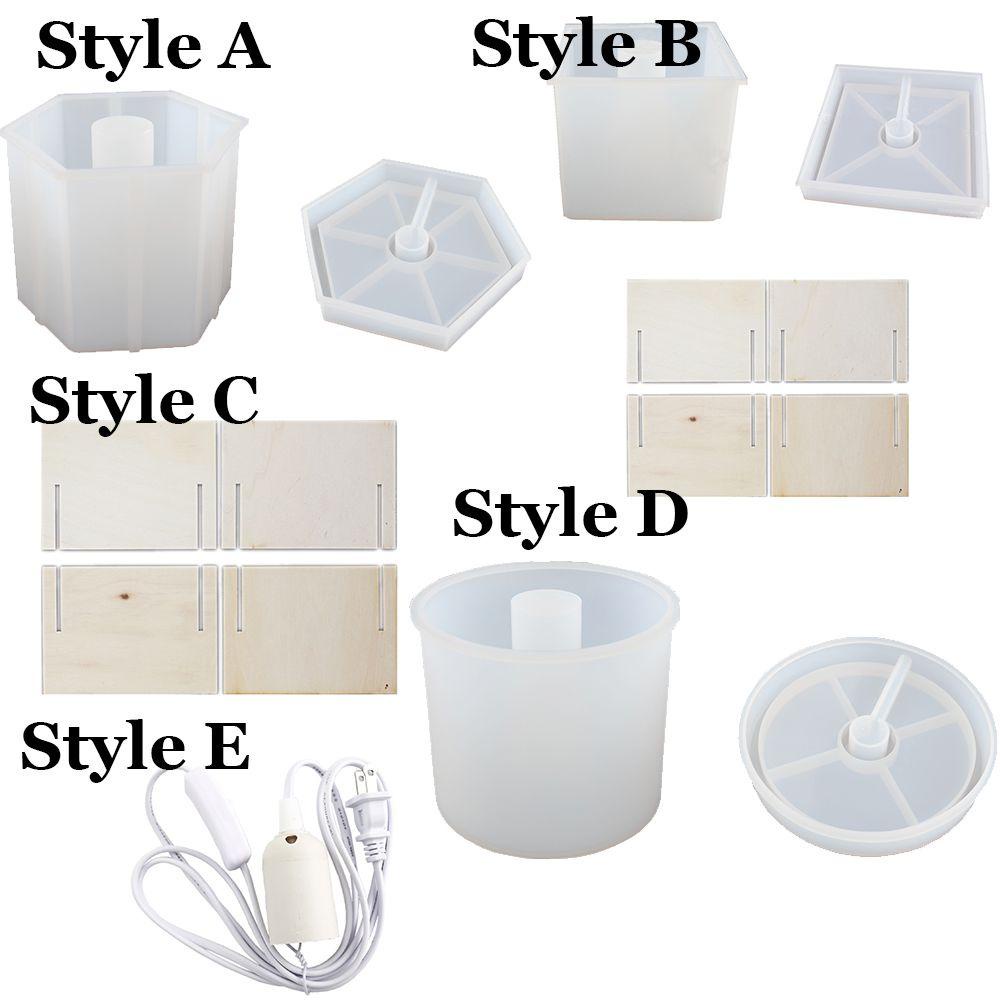 Khuôn Silicone Làm Đèn Ngủ Hình Trụ Lục Giác DIY Bent1