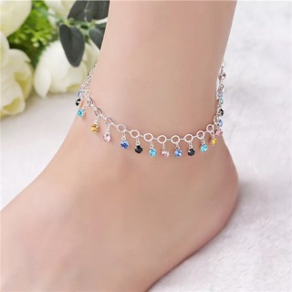 lắc chân đá ngũ sắc cực xinh (lắc bạc)