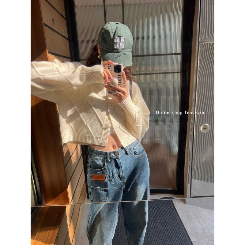 Áo Khoác Cardigan Dệt Kim Dáng Rộng Màu Xanh Lá Thiết Kế Mới Thời Trang Theo Phong Cách Hàn Quốc Cho