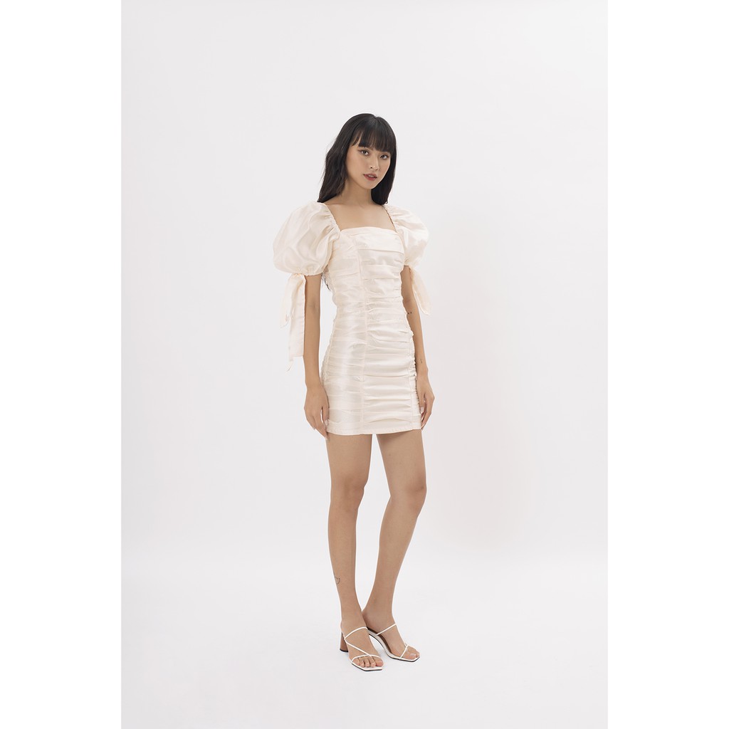 Đầm ôm SheByShj tay phồng màu rose gold - Sakura Dress | BigBuy360 - bigbuy360.vn