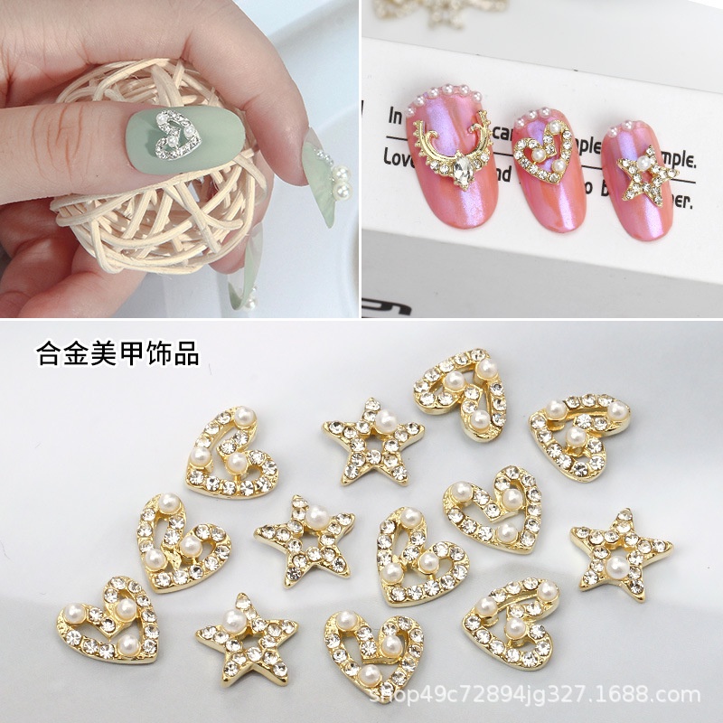 Miếng Dán Trang Trí Móng Tay Nghệ Thuật Hình Hươu Sao Năm Cánh Bằng Hợp Kim Màu Sắc Đa