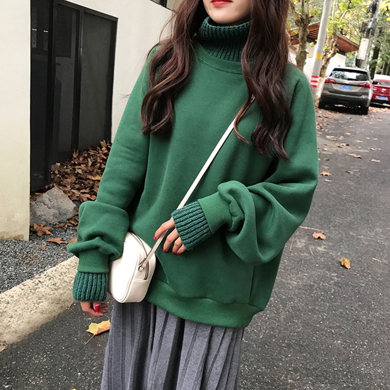 Plus Áo Kiểu Hàn Quốc Giả Hai Lớp Lót Nhung Thời Trang Cho Nữ