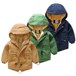 Áo parka thô lót lông cừu siêu âm cho bé trai, bé gái
