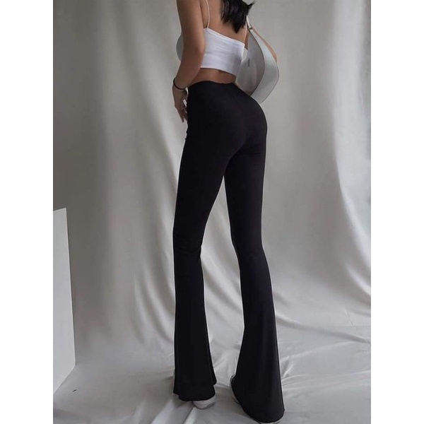 Quần Bigsize Ống Loe Legging Thun Lưng Cao Xẻ Gấu 40-80 kg Siêu Tôn Dáng