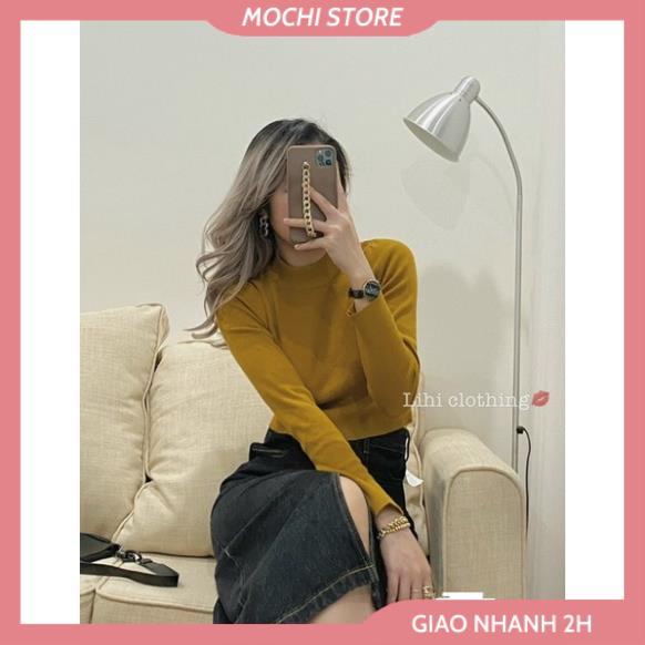 Áo Len Nữ Cổ Lọ, Áo Croptop Dài Tay Chất Len Dày Dặn Full Bảng Màu Hàng Quảng Châu Form Dưới 55kg.