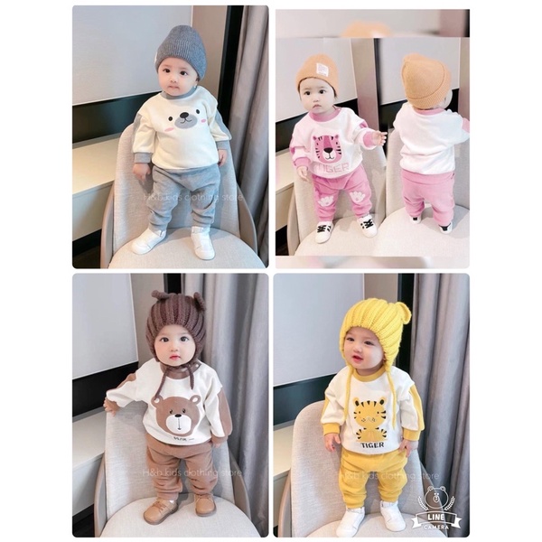 Bộ nỉ thêu hình thú siêu cute cho bé ( size 6-16kg)