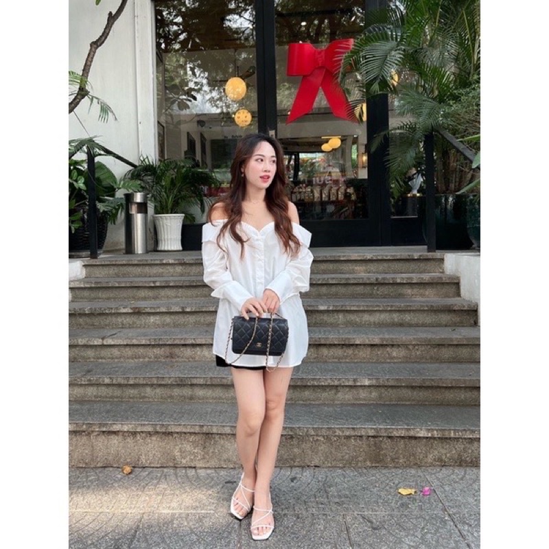 Áo sơmi tay dài phối lưới